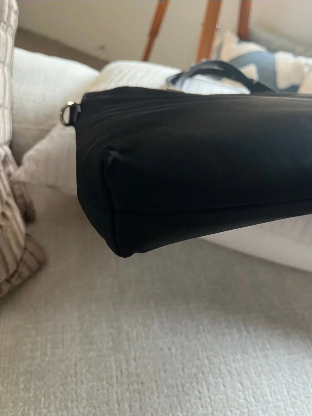 kate spade Black Nylon Laptop Tote with Gold Logo Plaque